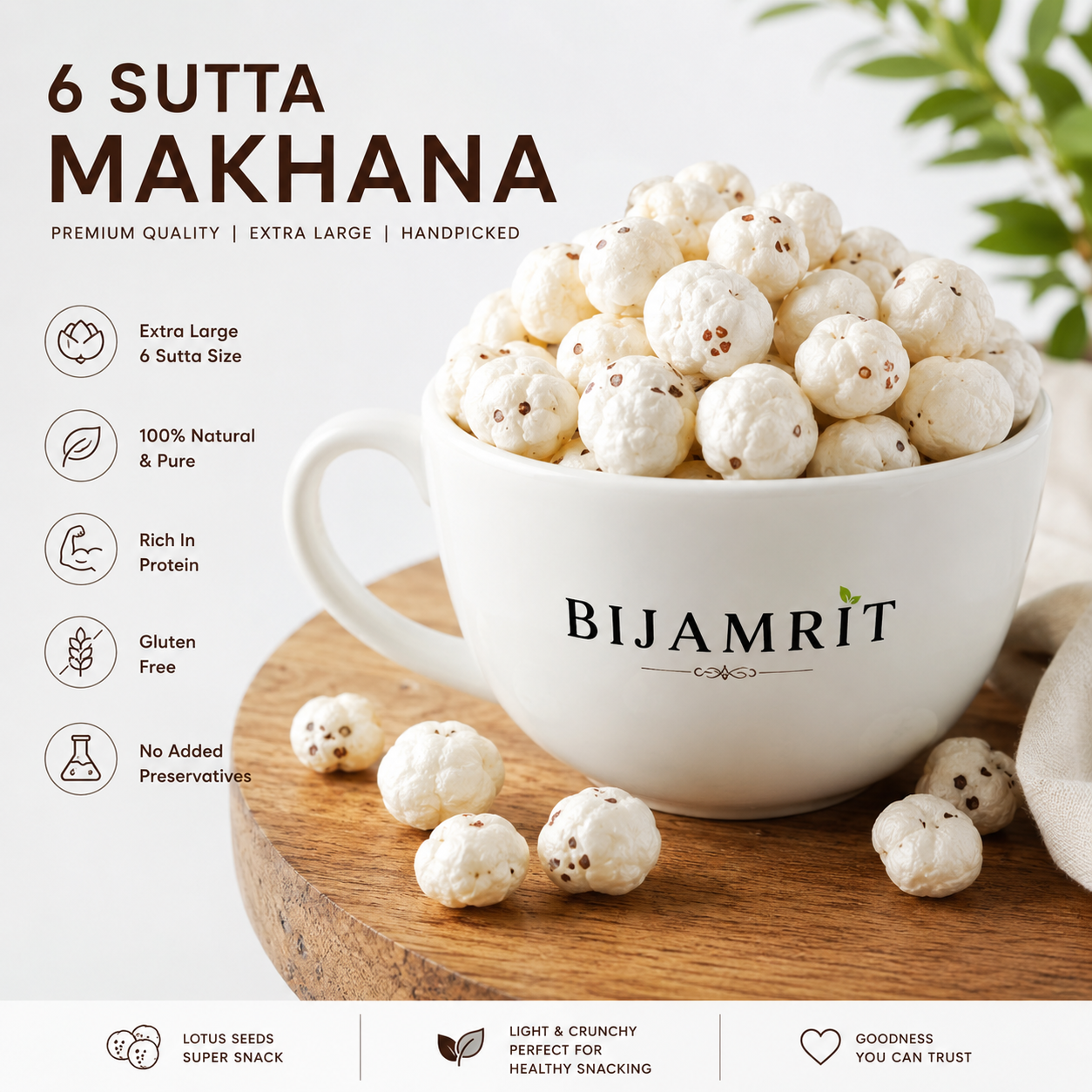Bihar Rajbhog Makhana | Special Hand-Picked | 6+ Sutta Makhana (90%) Bijamrit - Bihar ka Amrit.